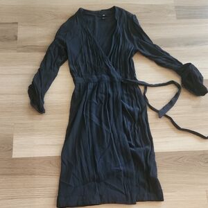H&M Dark Blue Long Sleeve Wrap Dress